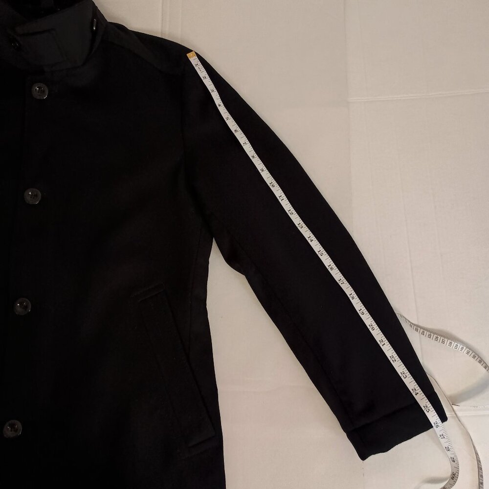 Hugo Boss Wool Cashmere Coat with Inner Bib & Ribbed Collar Size 40R EUC - Picture 15 of 16